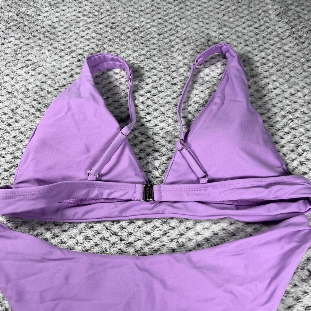 Lavender Bikini Swimsuit Halter Triangle‎ Top High Cut Bottom Size Medium NWOT